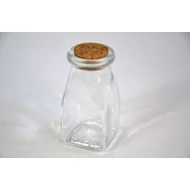 Üveg parafa dugóval, szögletes, 9,5x4,5 cm