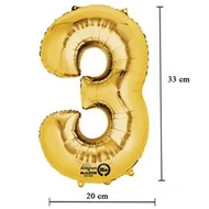16 inch-es 3 - Arany Számos Minishape Fólia Lufi