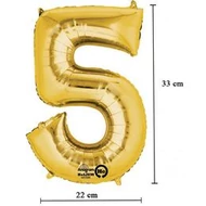 16 inch-es 5 - Arany Számos Minishape Fólia Lufi