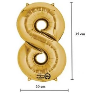 16 inch-es 8 - Arany Számos Minishape Fólia Lufi