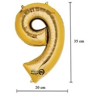 16 inch-es 9 - Arany Számos Minishape Fólia Lufi