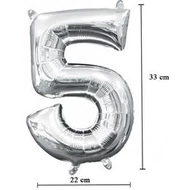 16 inch-es 5 - Ezüst Számos Minishape Fólia Lufi