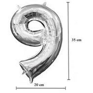 16 inch-es 9 - Ezüst Számos Minishape Fólia Lufi
