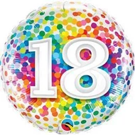 18 inch-es 18 Rainbow Confetti Szülinapi Fólia Lufi