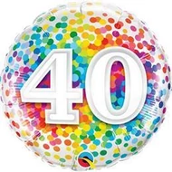 18 inch-es 40 Rainbow Confetti Szülinapi Fólia Lufi