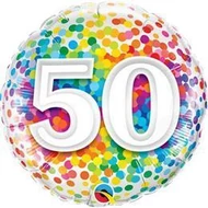 18 inch-es 50 Rainbow Confetti Szülinapi Fólia Lufi