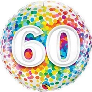 18 inch-es 60 Rainbow Confetti Szülinapi Fólia Lufi