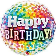 18 inch-es Happy Birthday Rainbow Confetti Szülinapi Fólia Lufi