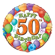 18 inch-es 50th Birthday Balloons - Léggömbös Szülinapi Számos Fólia Lufi