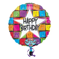 28 inch-es Happy Birthday Faces Szülinapi Éneklő Fólia Lufi