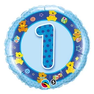 18 inch-es Kék Macik - Age 1 Blue Teddies 1. Szülinapi Számos Fólia Lufi