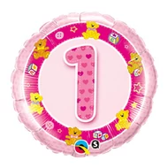18 inch-es Rózsaszín Macik - Age 1-es Pink Teddies Szülinapi Számos Fólia Lufi
