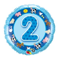 18 inch-es Házi Állatok Kék - Age 2-es Blue Farm Animals Szülinapi Számos Fólia Lufi