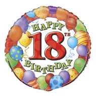 18 inch-es 18th Birthday Balloons - Léggömbös Szülinapi Számos Fólia Lufi