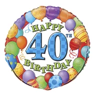 18 inch-es 40th Birthday Balloons - Léggömbös Szülinapi Számos Fólia Lufi