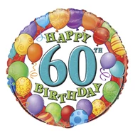 18 inch-es 60th Birthday Balloons - Léggömbös Szülinapi Számos Fólia Lufi