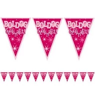 Boldog Szülinapot! Rózsaszín Lányos Zászlófüzér - 5 m