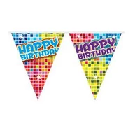 Színes Kockás Happy Birthday Szülinapi Zászlófüzér