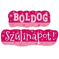 Boldog Szülinapot! Rózsaszín Lányos Banner - 148 cm x 27 cm