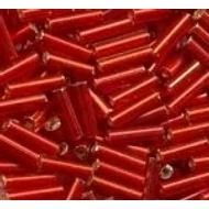 Ezüstközepű piros szalmagyöngy, 7mm