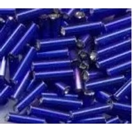 Ezüstközepű sötétkék szalmagyöngy, 7mm