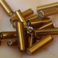Ezüstközepű kávé szalmagyöngy, 7mm