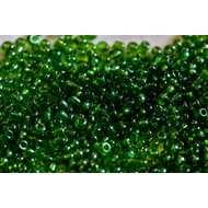 Transzparens sötétzöld kásagyöngy, 2mm