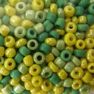 Színmix zöld-sárga kásagyöngy színmix, 2mm