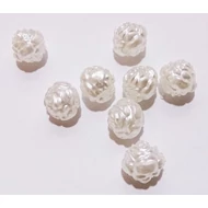 Ekrü rózsa teklagyöngy, 14mm