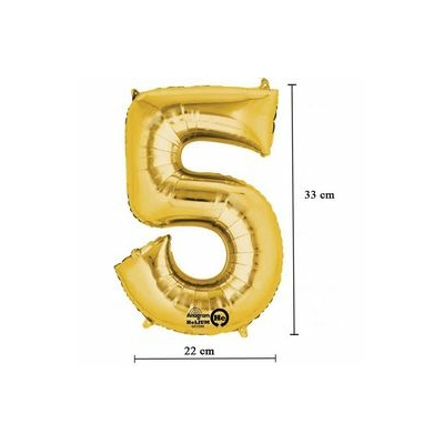 16 inch-es 5 - Arany Számos Minishape Fólia Lufi