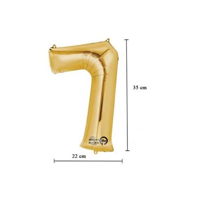 16 inch-es 7 - Arany Számos Minishape Fólia Lufi