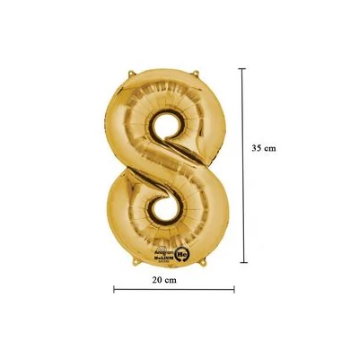 16 inch-es 8 - Arany Számos Minishape Fólia Lufi