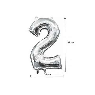 16 inch-es 2 - Ezüst Számos Minishape Fólia Lufi