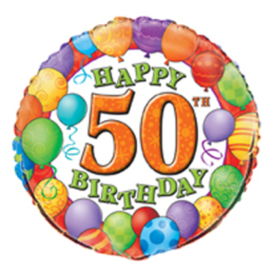 18 inch-es 50th Birthday Balloons - Léggömbös Szülinapi Számos Fólia Lufi