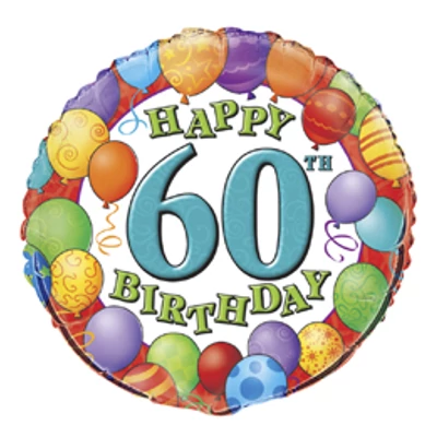 18 inch-es 60th Birthday Balloons - Léggömbös Szülinapi Számos Fólia Lufi