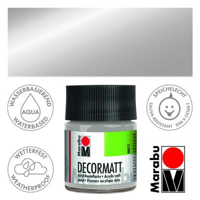 Marabu Decormatt - Matt akrilfesték 50 ml - Metallic-Silver - 782