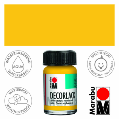 Marabu Decorlack - Fényes akrilfesték 15ml - Medium Yellow - 021
