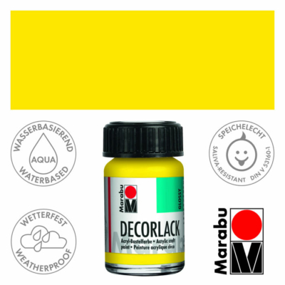 Marabu Decorlack - Fényes akrilfesték 15ml - Yellow - 019