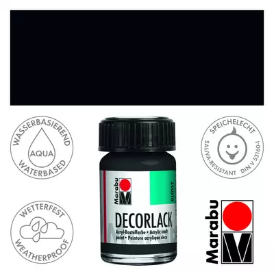 Marabu Decorlack - Fényes akrilfesték 15ml - Black - 073