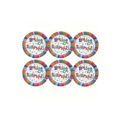 Boldog Szülinapot Radiant Parti Tányér, 23 cm-es, 6 db-os