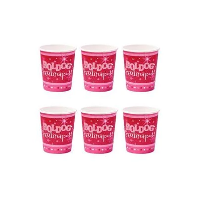 Boldog Szülinapot Rózsaszín Parti Pohár - 250 ml, 6 db-os