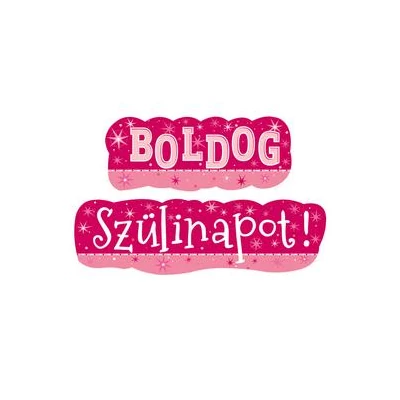 Boldog Szülinapot! Rózsaszín Lányos Banner - 148 cm x 27 cm