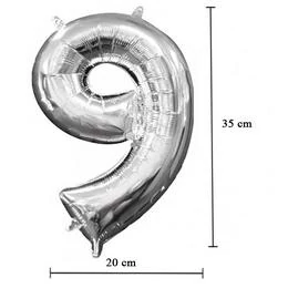 16 inch-es 9 - Ezüst Számos Minishape Fólia Lufi