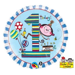 18 inch-es 1-es Számos Majom Monkey Stripes Szülinapi Fólia Lufi