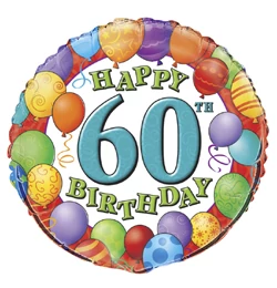 18 inch-es 60th Birthday Balloons - Léggömbös Szülinapi Számos Fólia Lufi