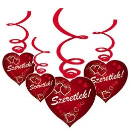 Szeretlek! Indás Szívekkel Szerelmes Függődekoráció - 6 db-os
